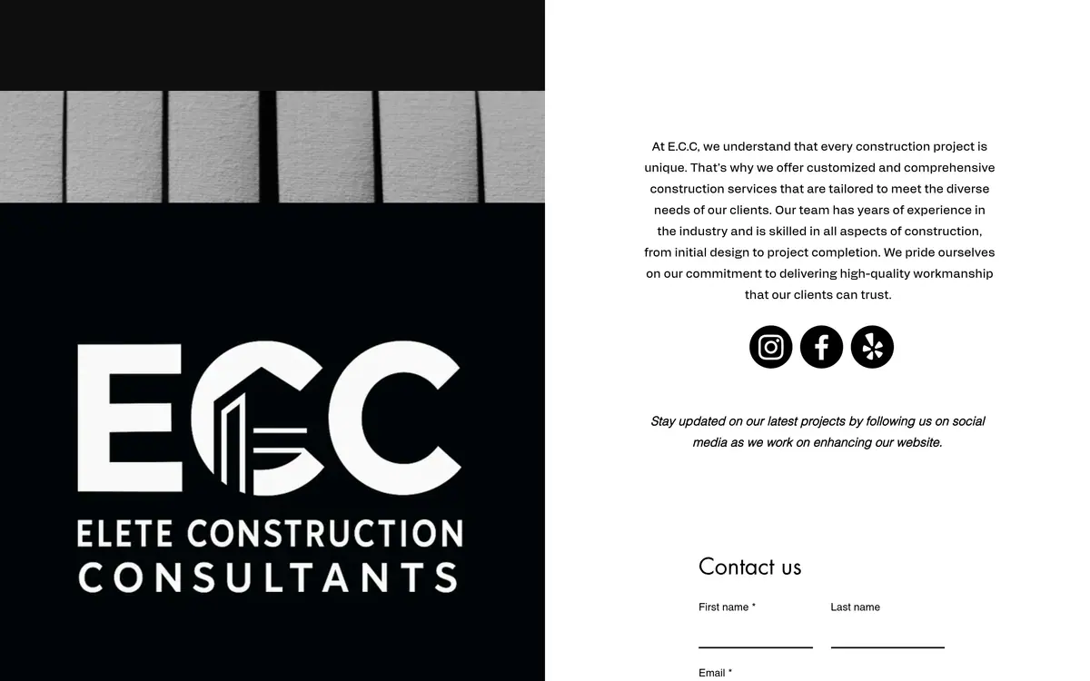Elete Construction Consultants website