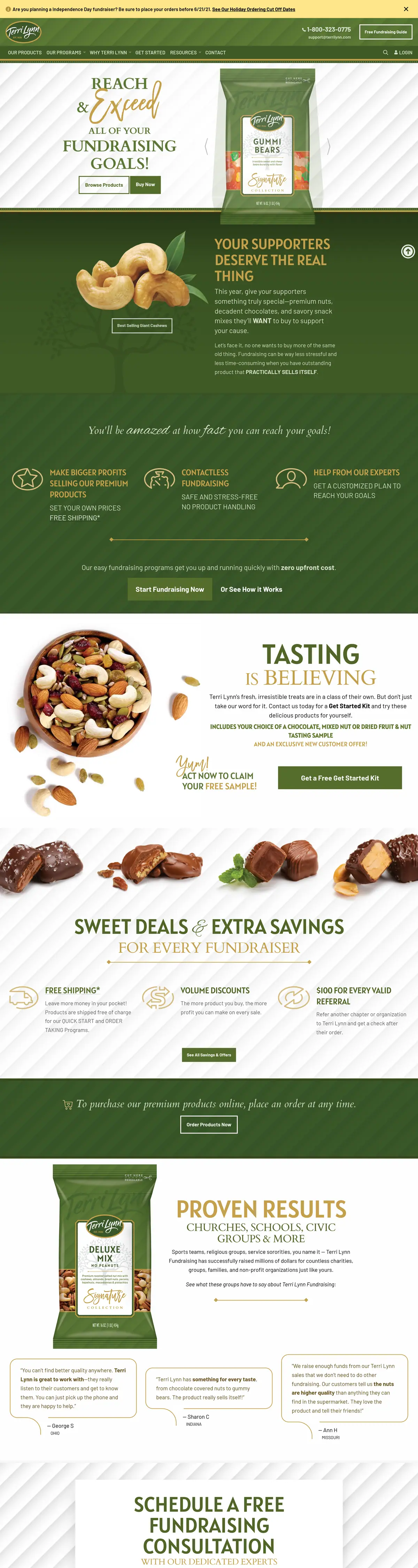 Terri Lynn Quality Foods home page, desktop, full length