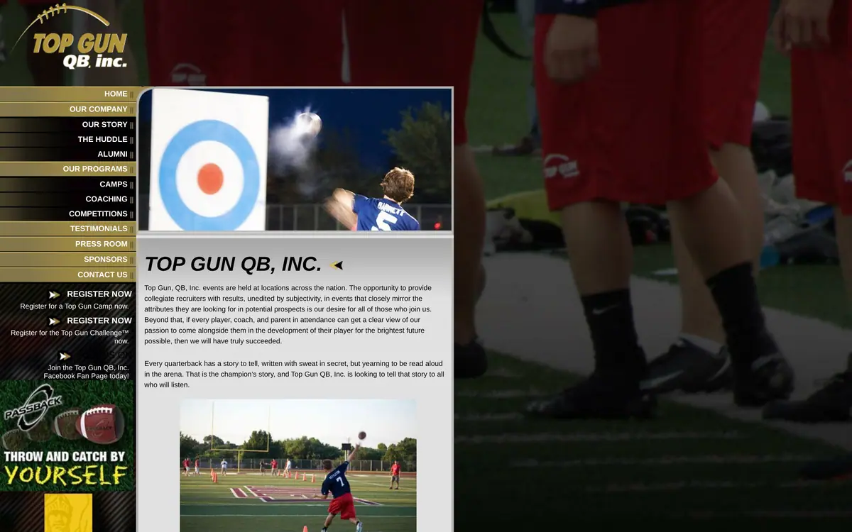 Top Gun QB, Inc. website